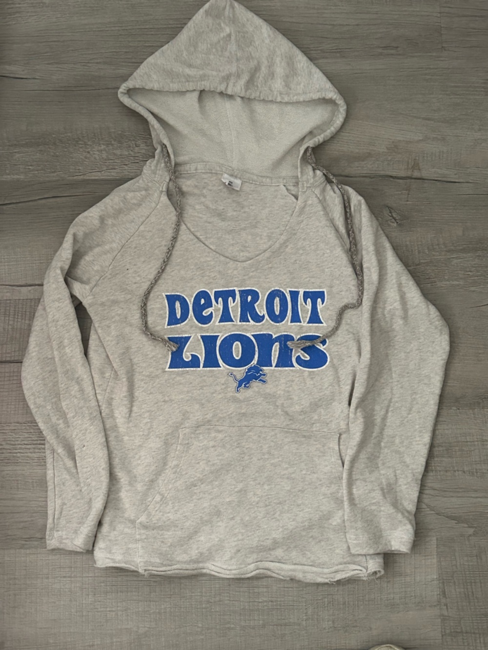 NFL Detroit Lions Gray Hoodie Sweatshirt with Blue Logo